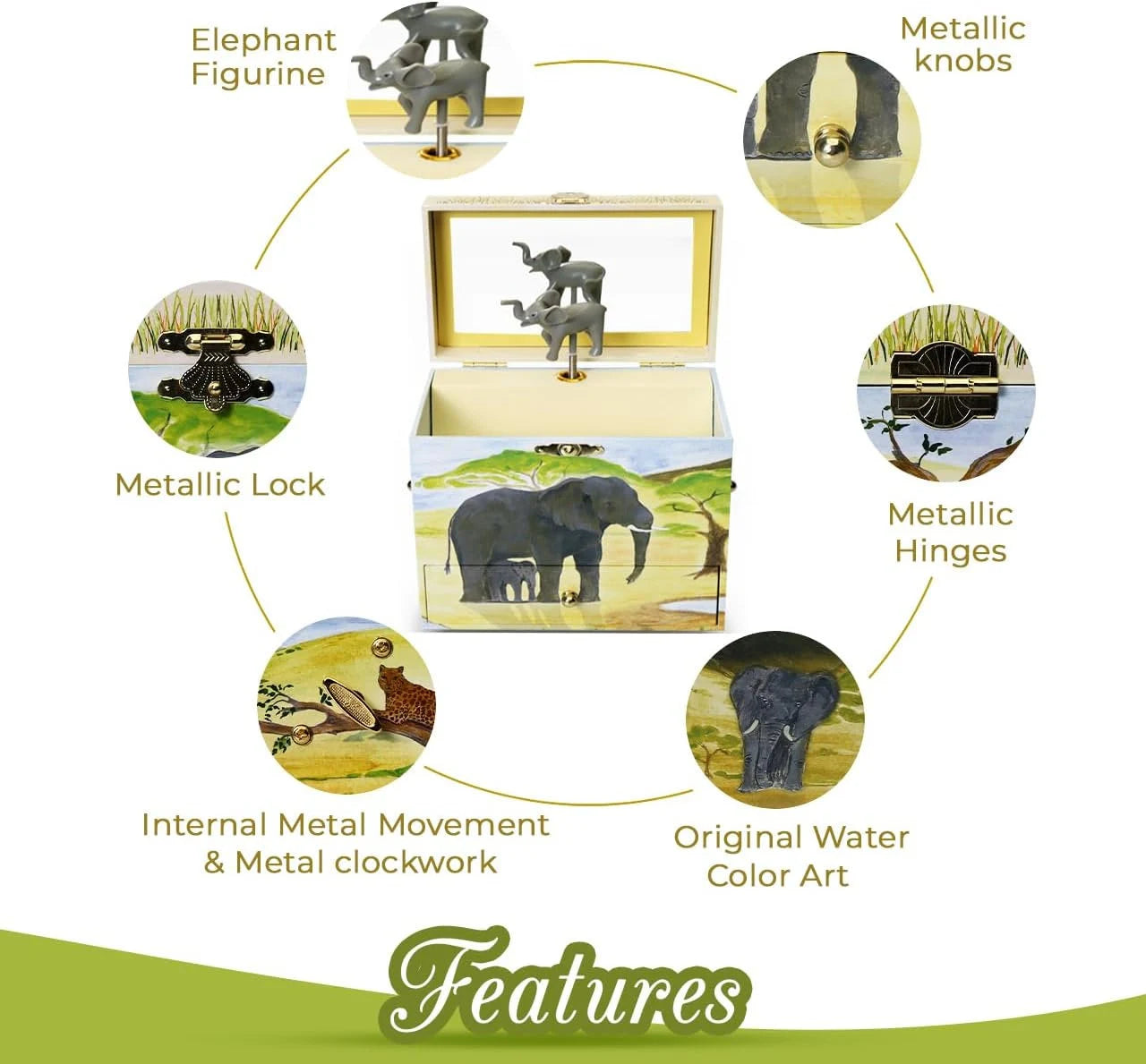 B4007 Elephant Musical Jewelry Box Enchantmints