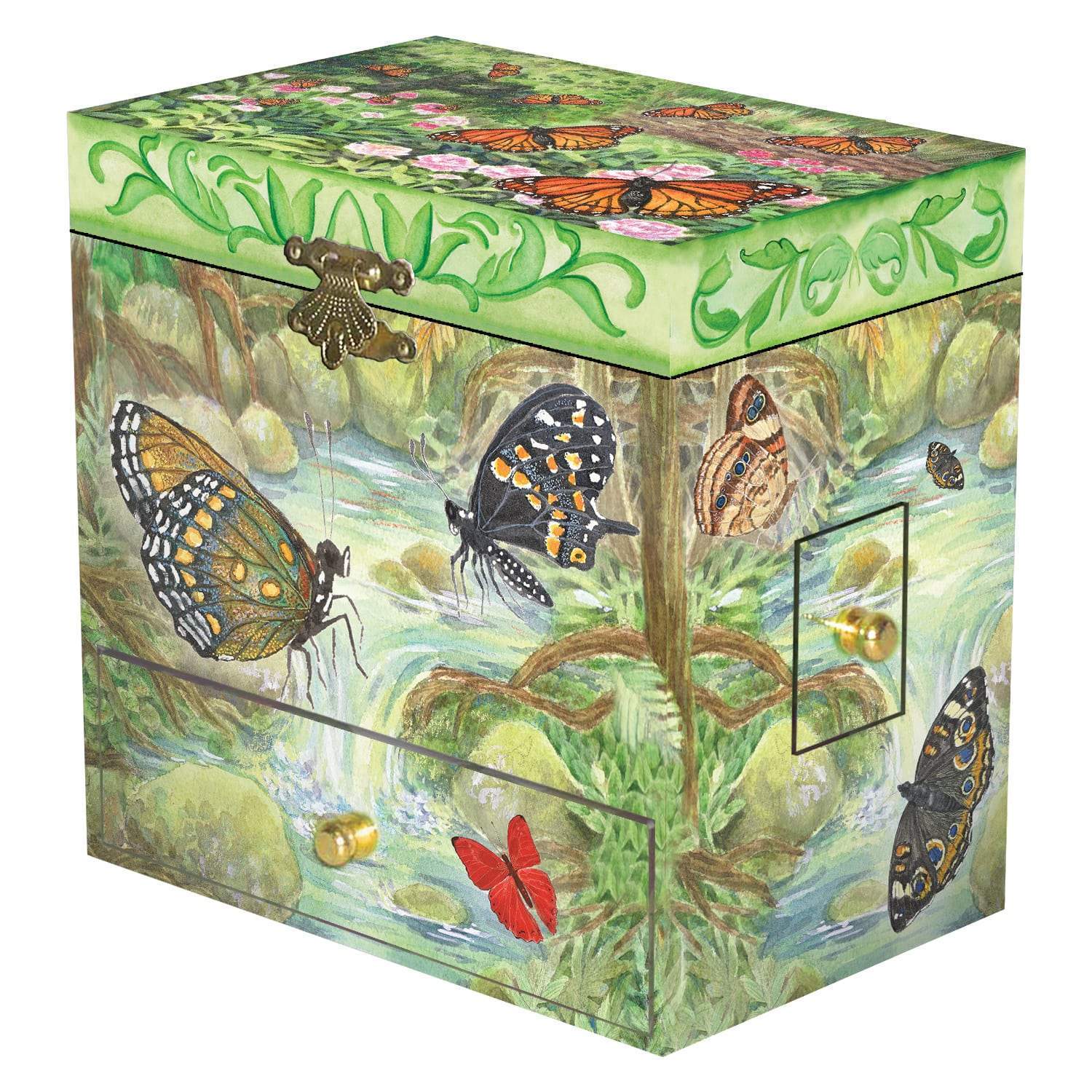 Monarch Butterflies music box closed