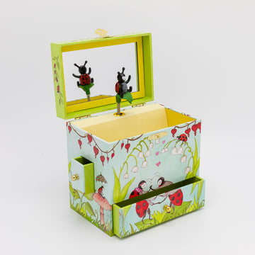Ladybug Musical Jewelry Box — Drawers & Mirror, Girls Gift