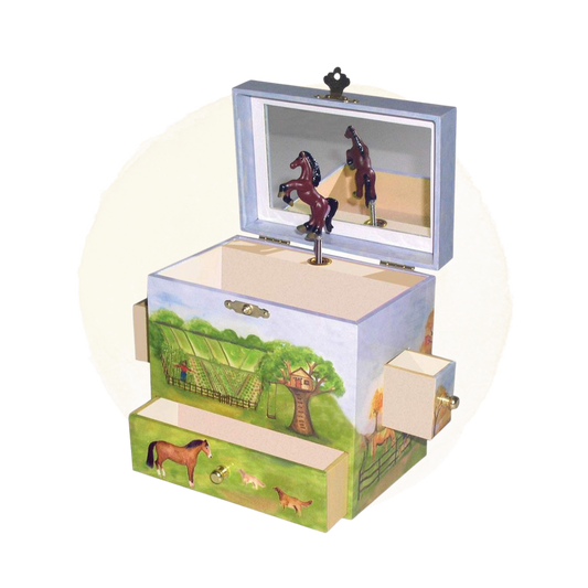 Horse Ranch music box open