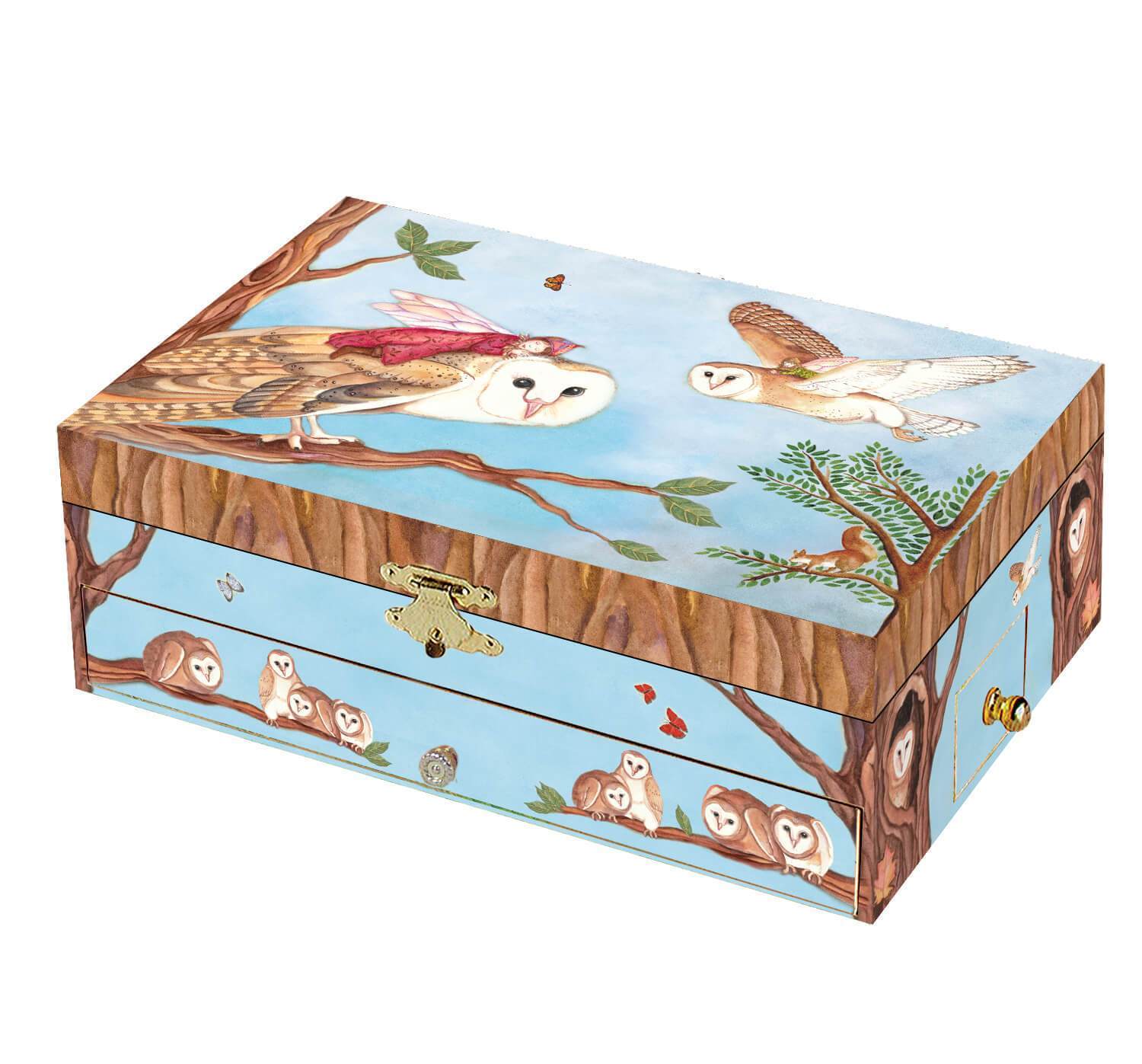owl travellers music box closed
